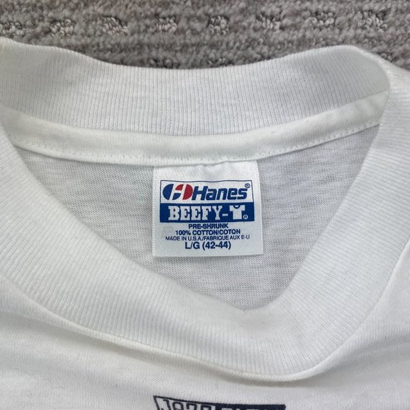 Vintage Hanes Beefy Tee 90s Shirt Men Large L White Jazz City 92 Edmonton 1992 - Picture 3 of 7
